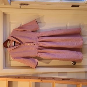 Cotton Candy Pink Midi Dress with Buttons